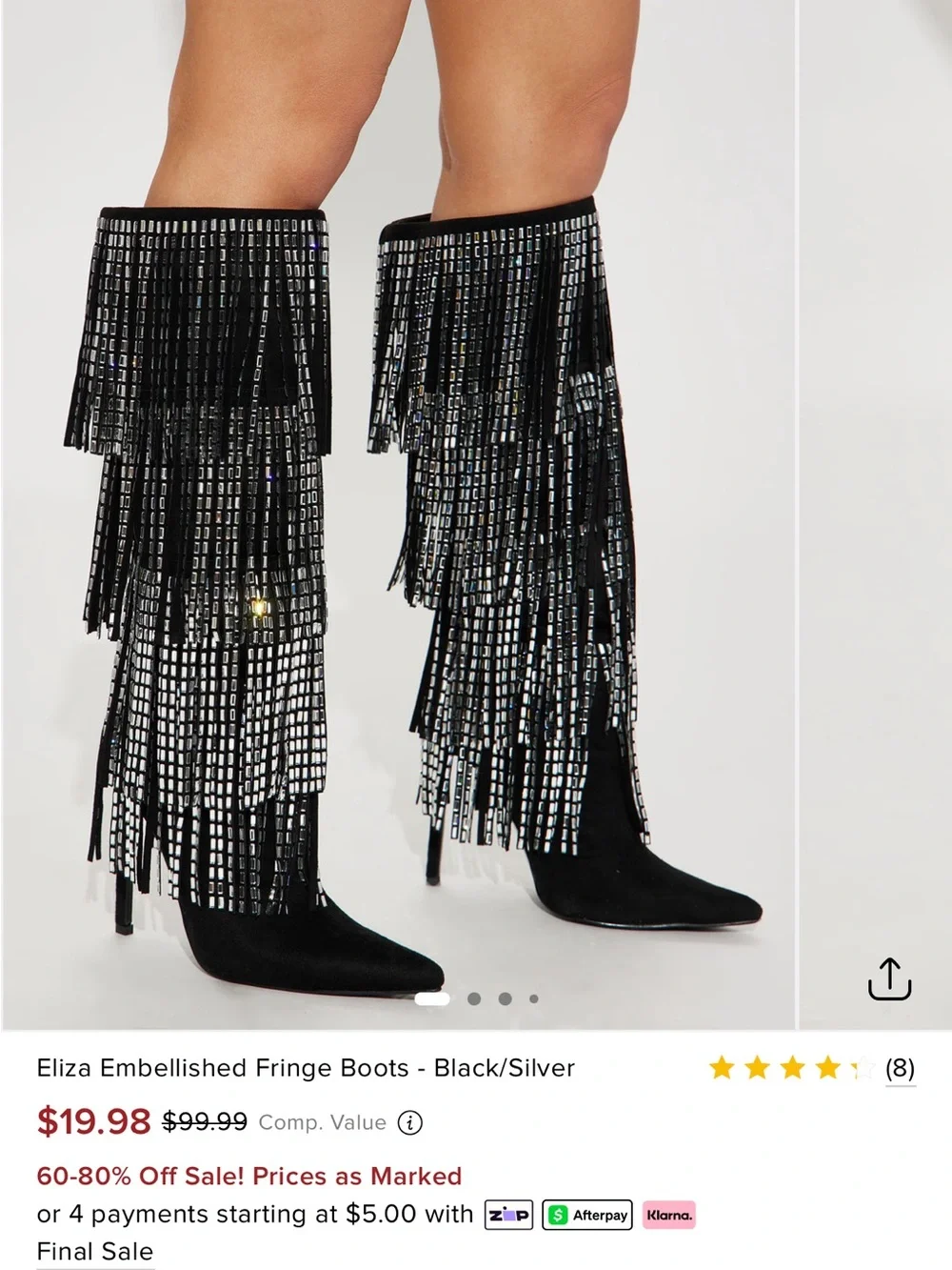 Black Fringe Silver Stiletto Boots